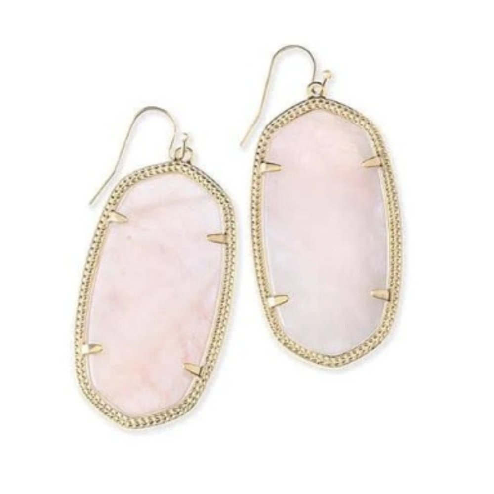 Kendra Scott Danielle Gold Earrings in Rose Quartz